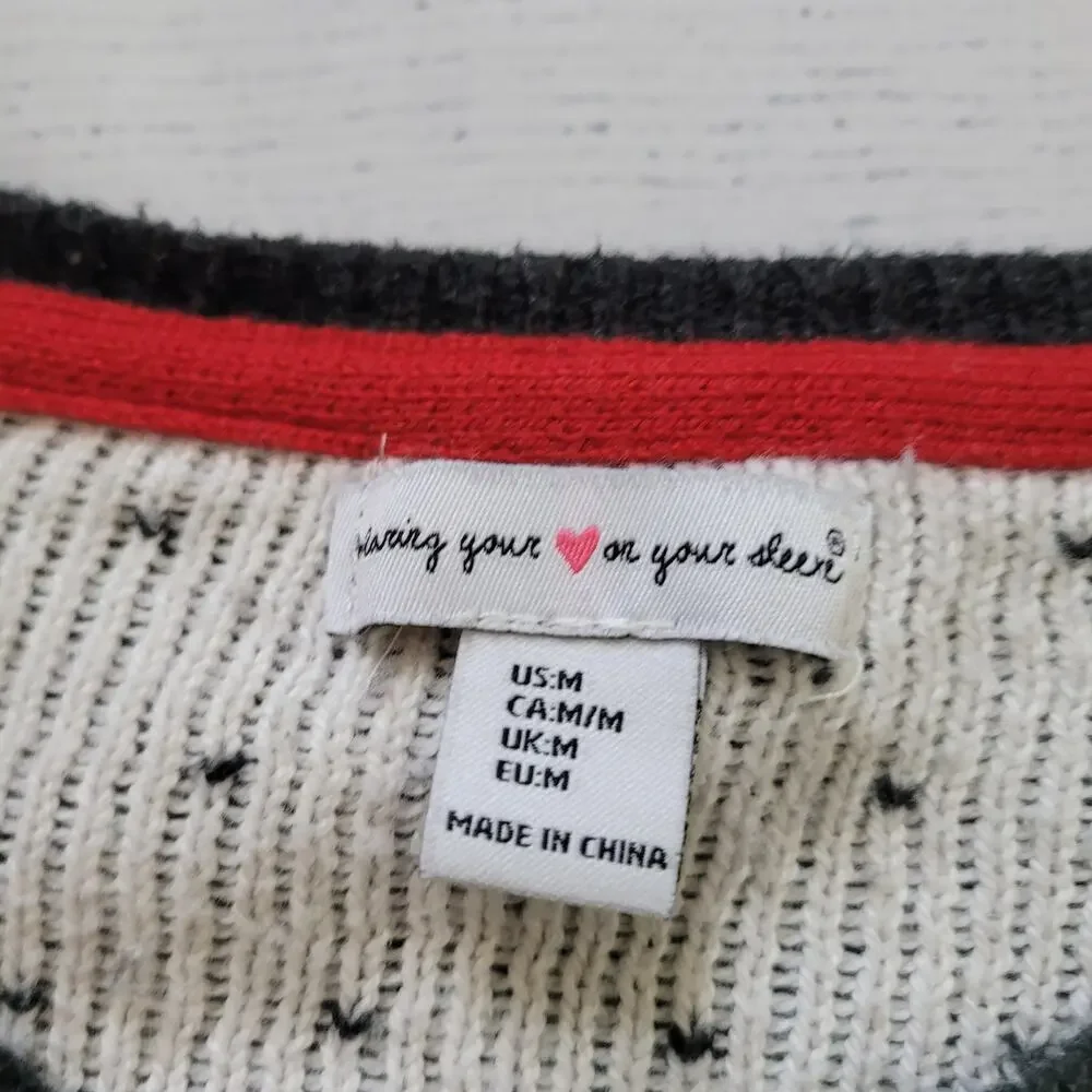 Wearing Your‎ Heart On Your Sleeve	Size	M Grey Heart Polka Dot Penguin Sweater